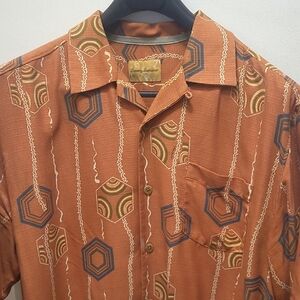 Tommy Bahama Orange Geometric Button Down Shirt - Angel Batista wore on Dexter
